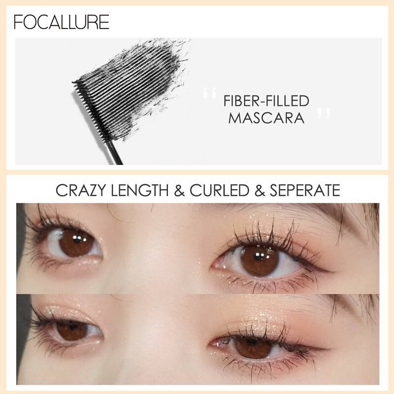 Mascara FOCALLURE đầu cọ mảnh giúp chuốt lông mi dài