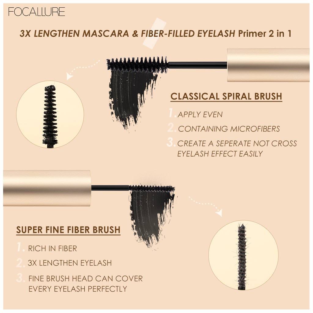 Mascara kiêm bút kẻ mắt và dung dịch lót mi FOCALLURE 2 trong 1