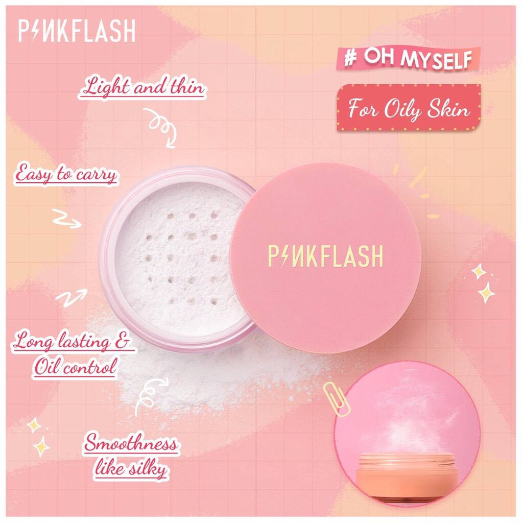 Phấn phủ PINKFLASH dạng bột kiềm dầu lâu trôi