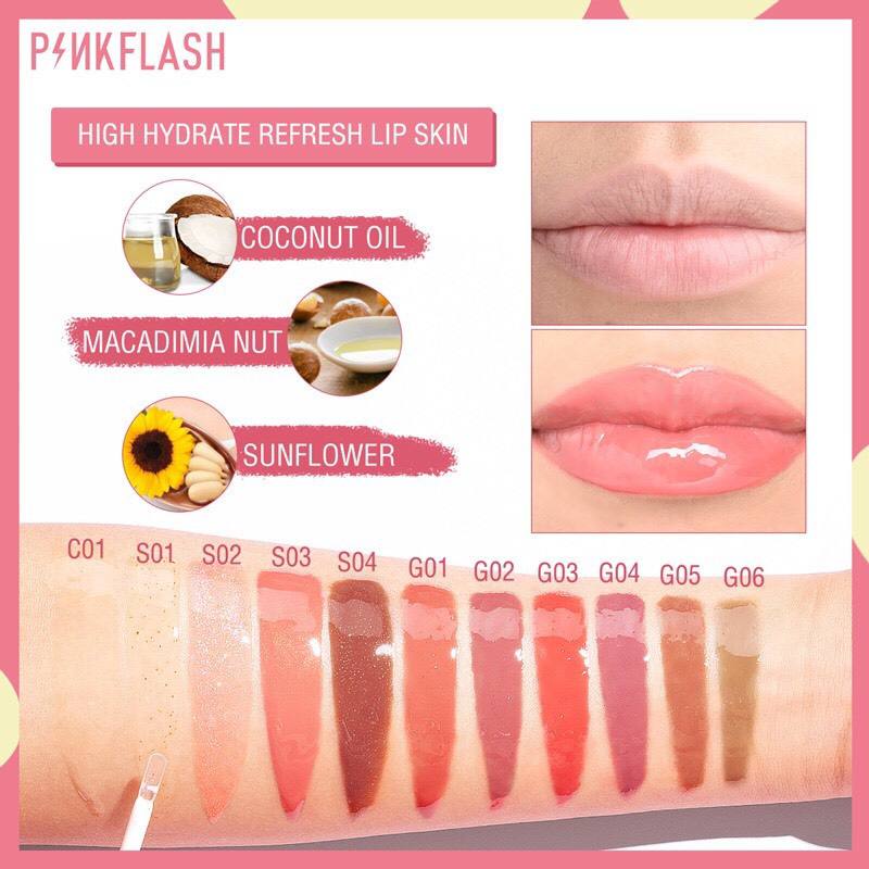 Son bóng dưỡng môi Pinkflash giữ ẩm làm sáng màu môi